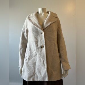 Talbots Cream Pea Coat Size Small Wool Blend 2 Single Breastted buttons
